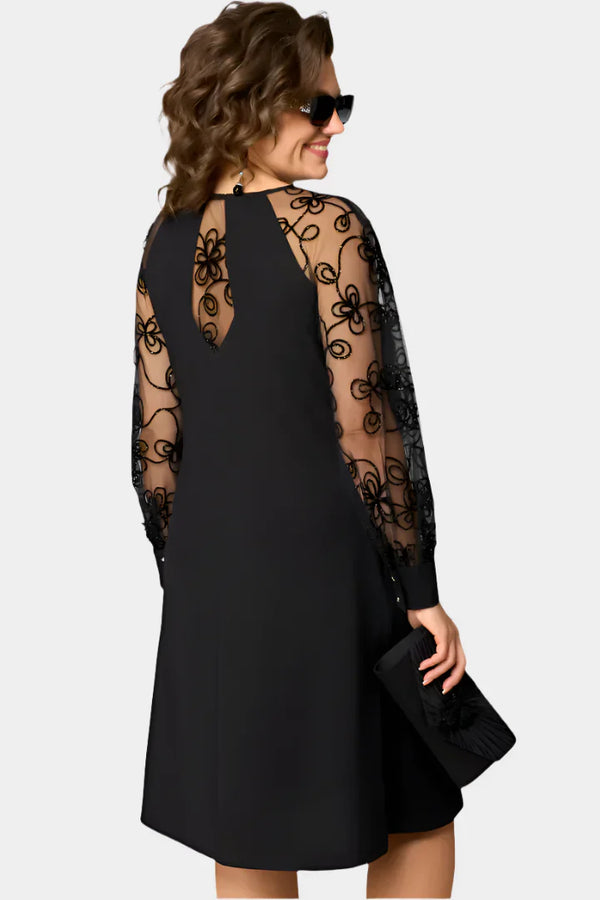 Rochie cu mâneci moi din dantelă