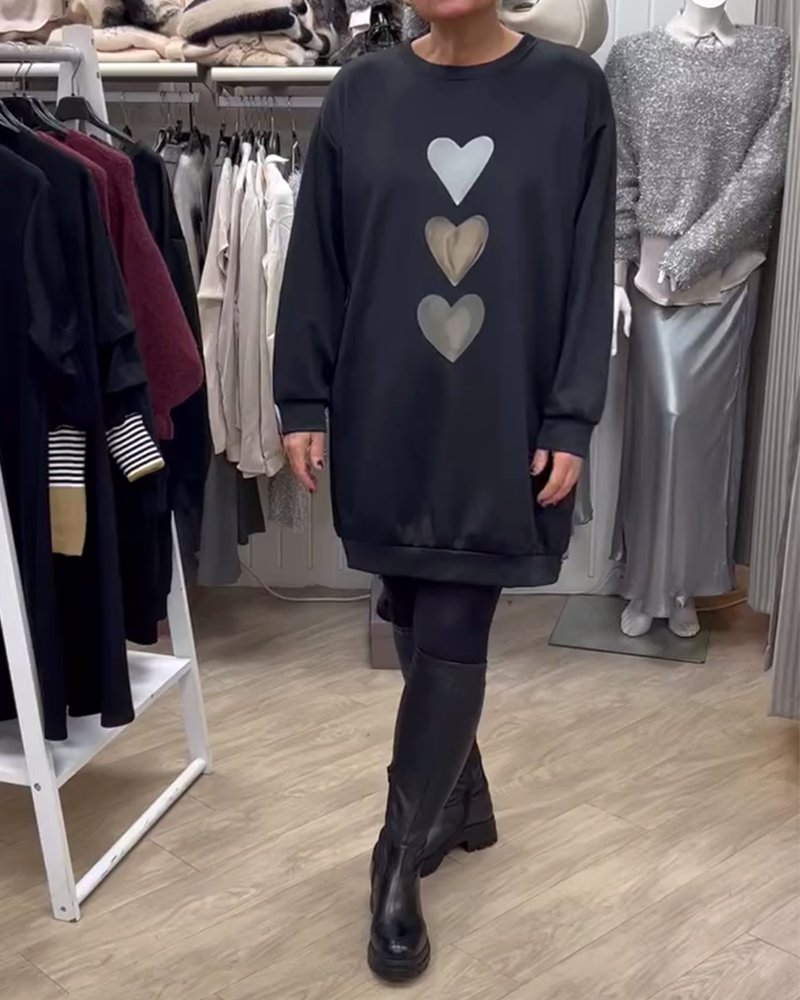 Flossy | Bluza cu mâneci lungi imprimată cu inimioare