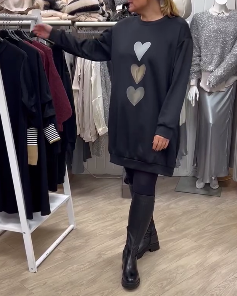 Flossy | Bluza cu mâneci lungi imprimată cu inimioare
