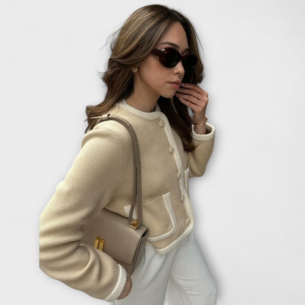 Cardigan clasic cu buzunare decorative