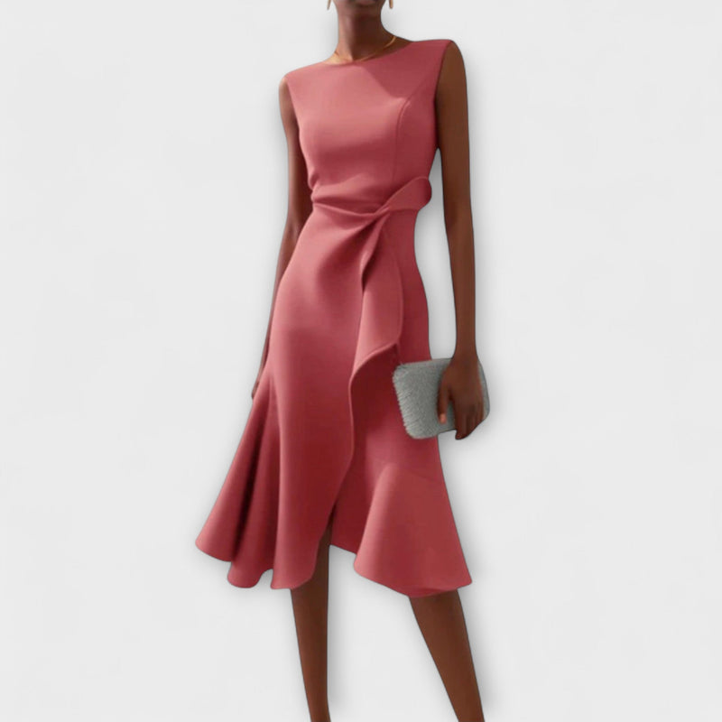 Juliette – Rochie midi asimetrică cu drapaj