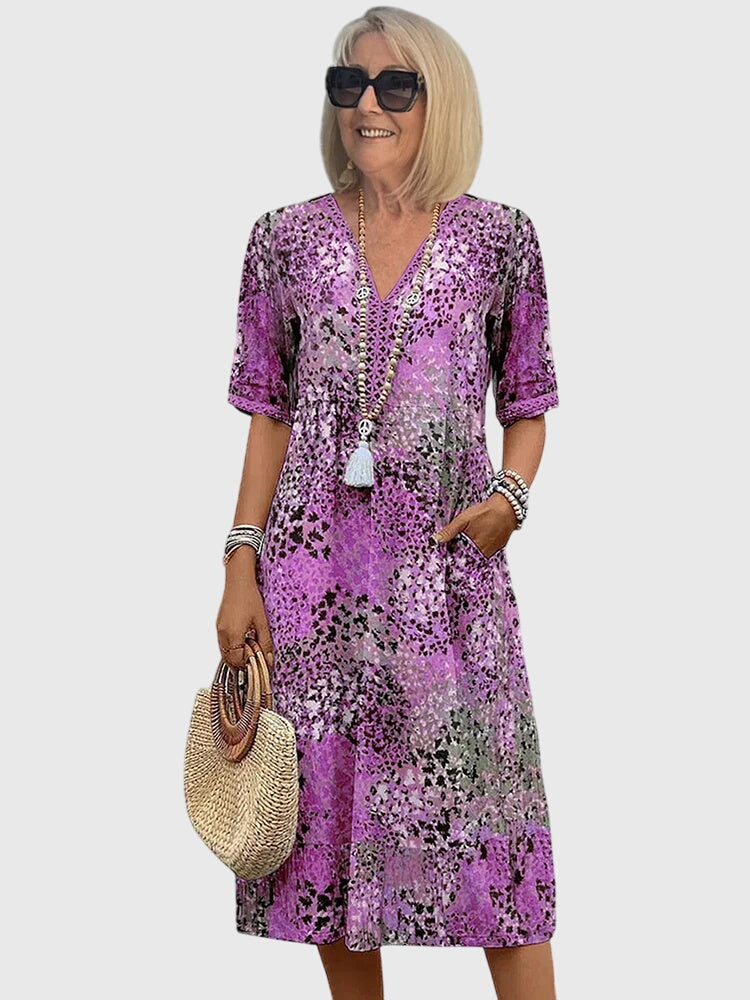 Bella | Rochie midi elegantă cu flori