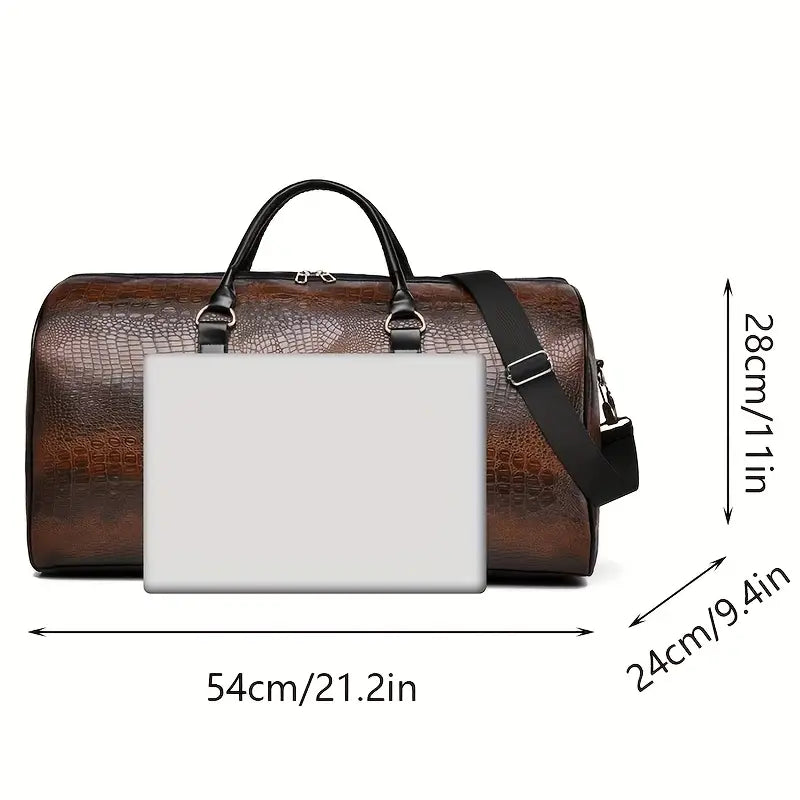 Lucas™ - Geantă de voiaj vintage cu model de crocodil
