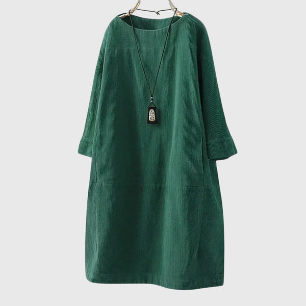 Grace | Rochie midi lejeră din catifea de tip corduroy
