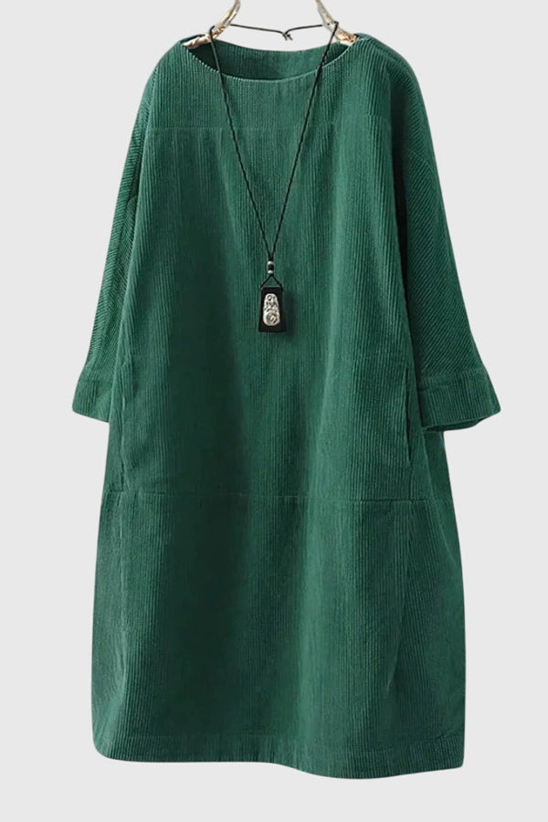 Grace | Rochie midi lejeră din catifea de tip corduroy