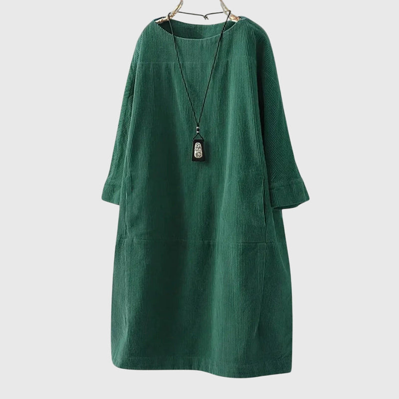 Grace | Rochie midi lejeră din catifea de tip corduroy