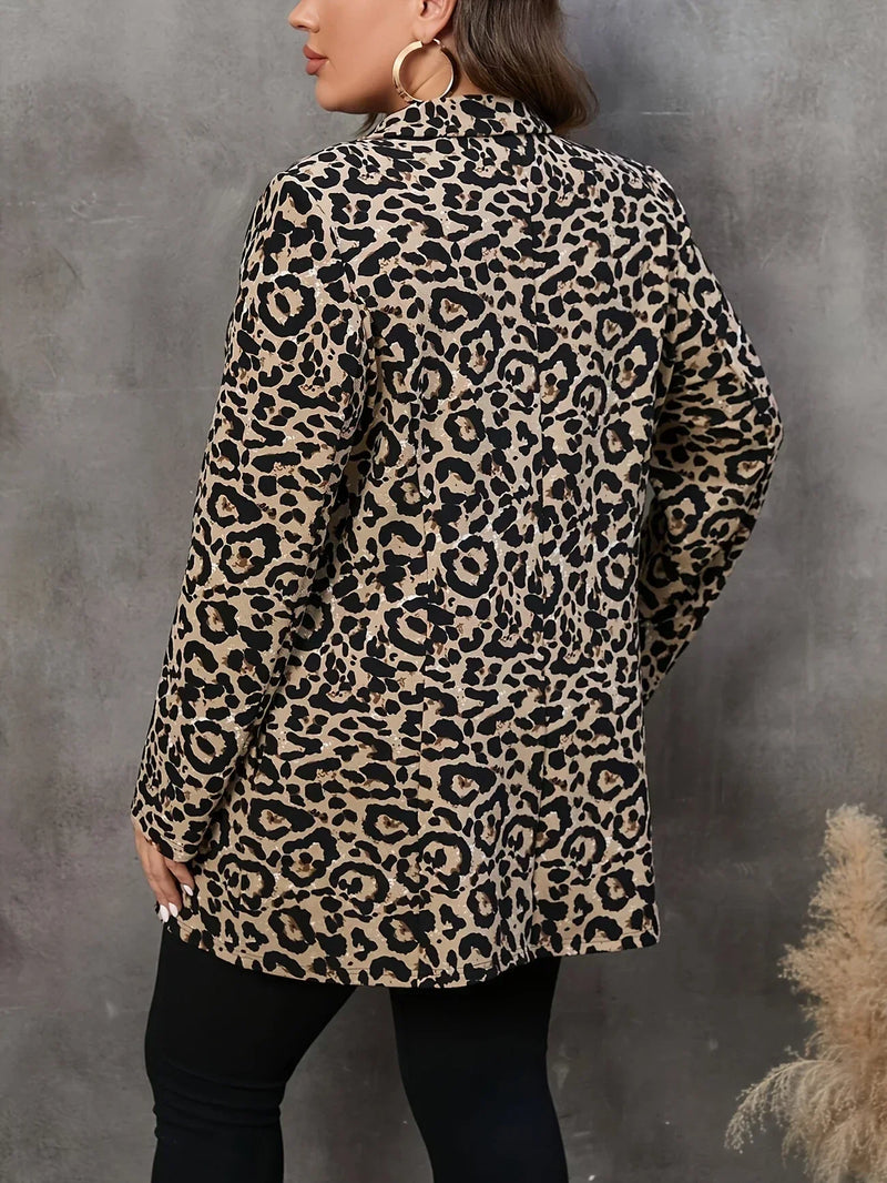 Olivia™ - Sacou stilat mărime mare cu model leopard