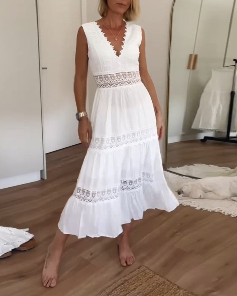 Eleni | Rochie elegantă cu dantelă și decolteu în V