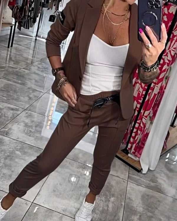 Malou | Set elegant sacou și pantaloni jogger