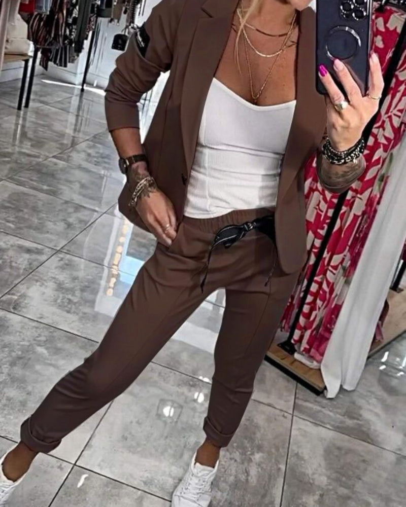 Malou | Set elegant sacou și pantaloni jogger
