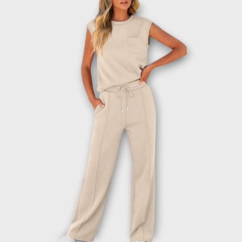 Set de bluză fără mâneci și pantaloni cu șnur
