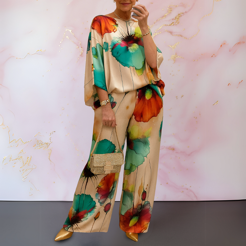 Evangelia | Set Satin pentru Femei, Format din Două Piese