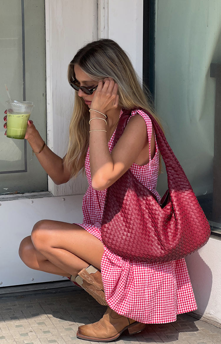 Rochie mini cu carouri roșii Angel Girl