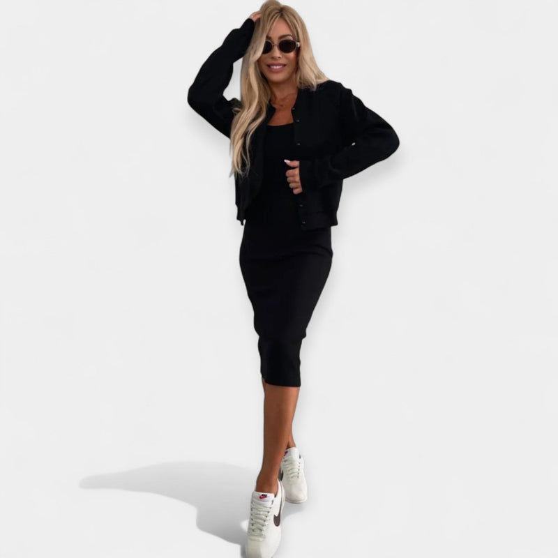 Set rochie midi cu jachetă bomber