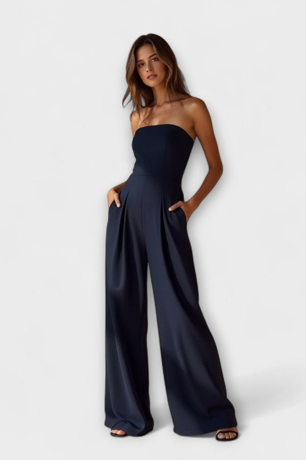 Amelie | Salopetă elegantă fără bretele cu pantaloni largi