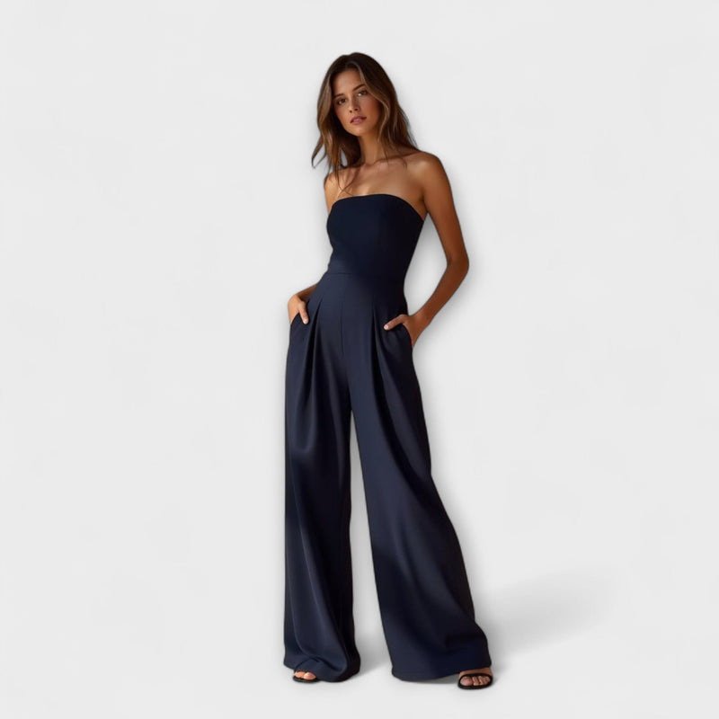 Amelie | Salopetă elegantă fără bretele cu pantaloni largi