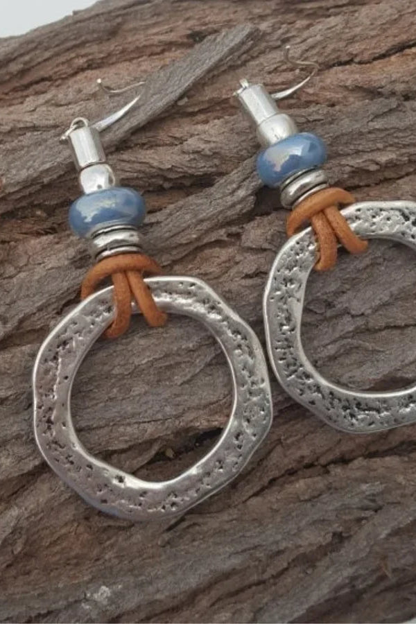 Cercei Antici Boho Cerc Argintiu | Aur Alb