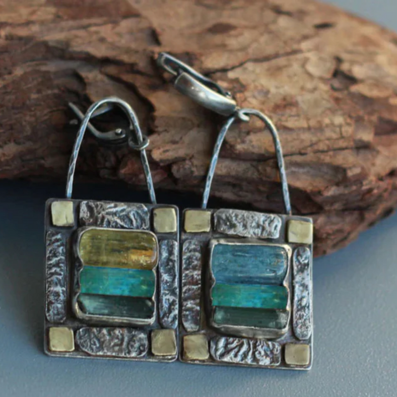 CERCEI DIN PIATRĂ CRISTAL ALBASTRU VERDE