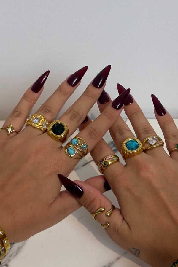 Inel geometric cu ochi de tigru albastru