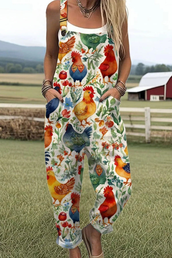 Salopetă damă - Design floral vintage, picioare largi pentru confort și stil