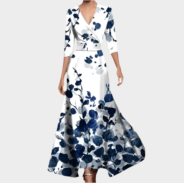 Rochie lungă florală cu decolteu în V