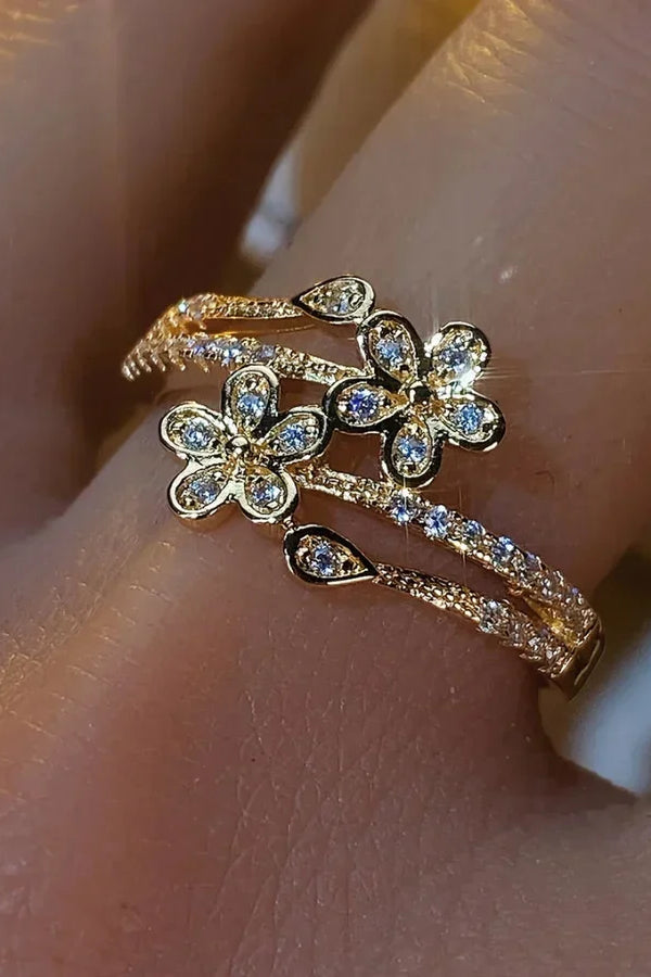 Inel auriu elegant cu floare strălucitoare | Aur