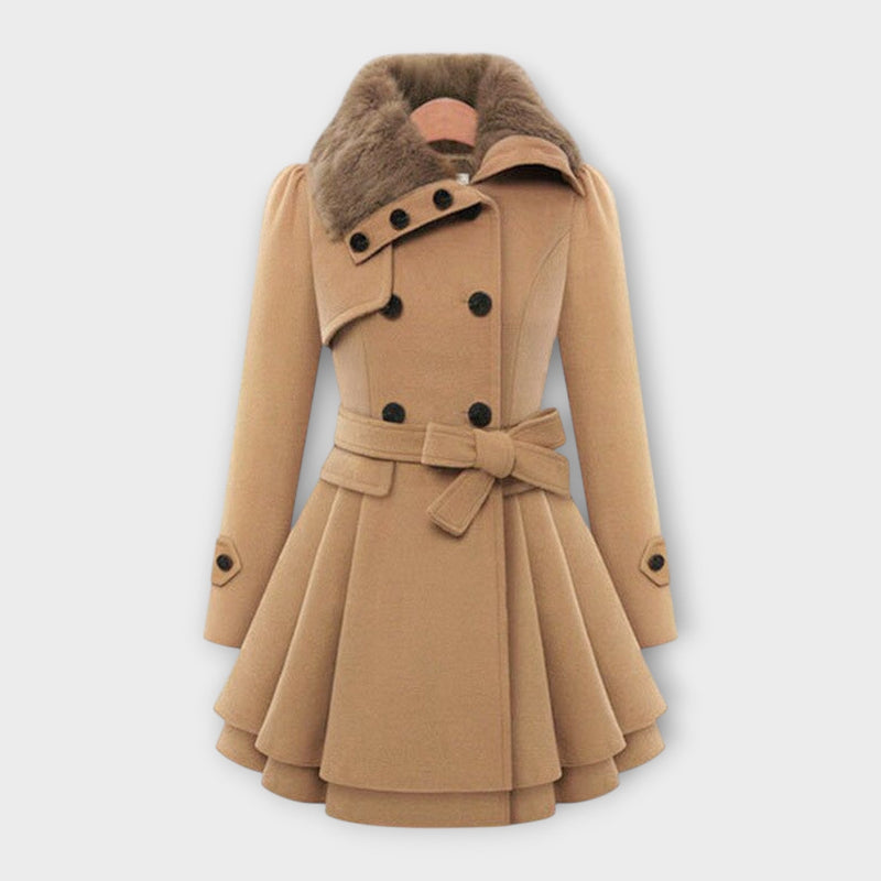 Emma - Palton elegant cu guler din blană artificială