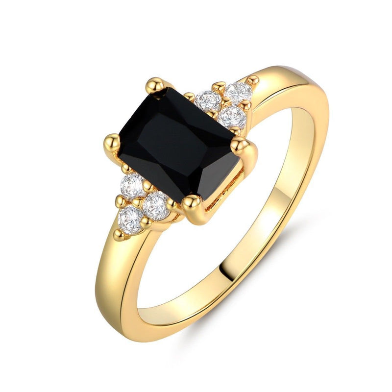 Inel baguette cu spinel negru | Aur
