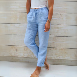 Allison | Pantaloni Croiți Luxe din Bumbac și In