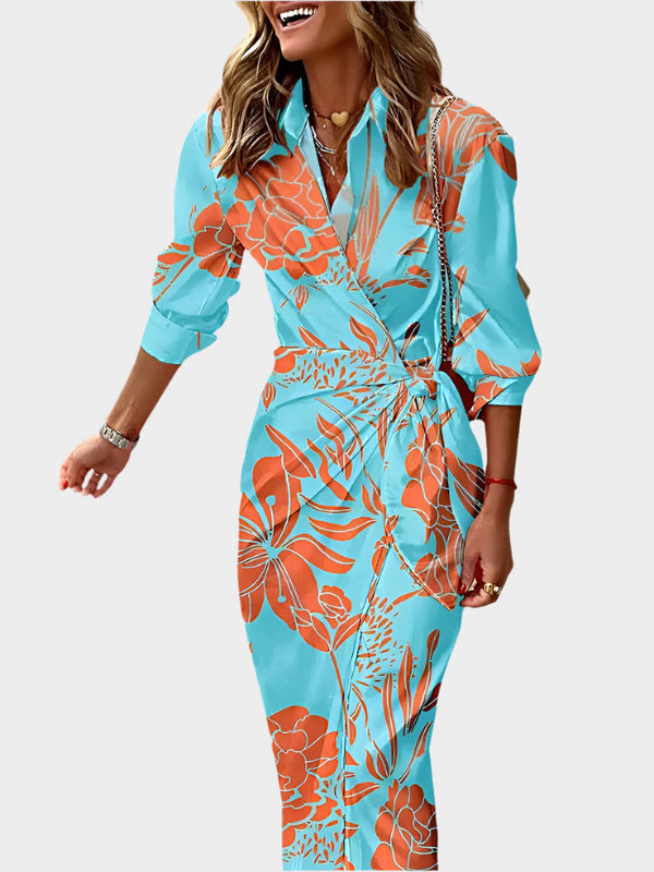 Rochie midi cu design în dungi