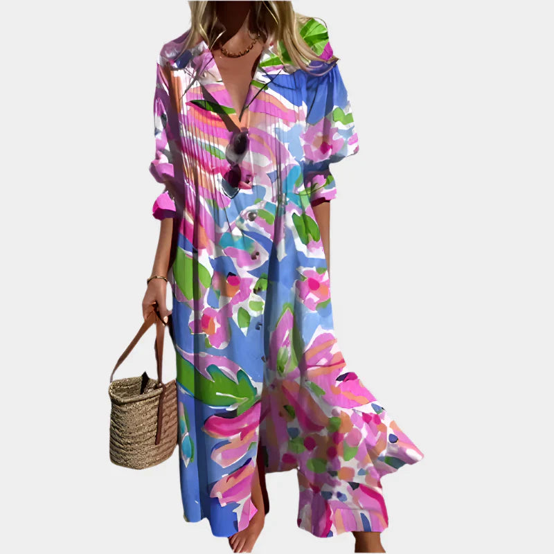 Rochie Boho Aerisită cu Mâneci Bufante