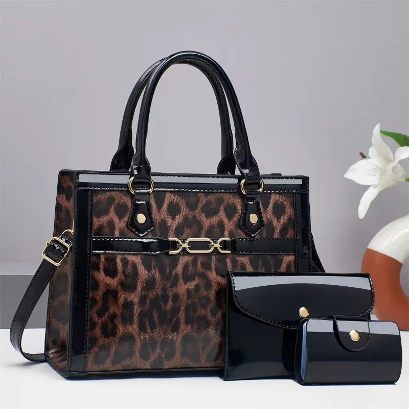 Charlotte™ - Set de genți vintage cu imprimeu leopard