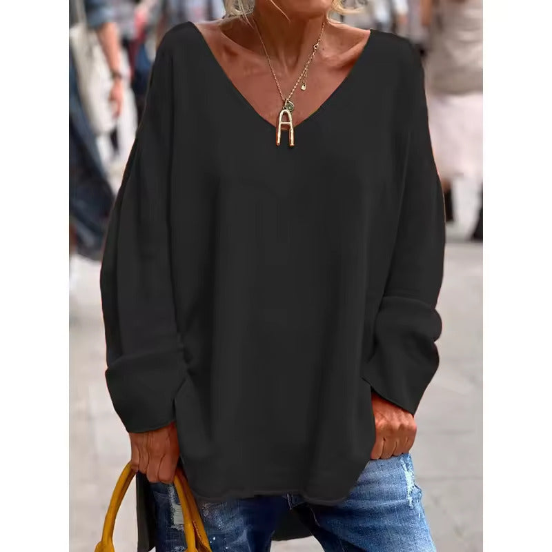 NORA - BLUZĂ CASUAL CHIC CU DECOLTEU ÎN V