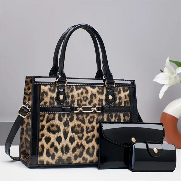 Charlotte™ - Set de genți vintage cu imprimeu leopard