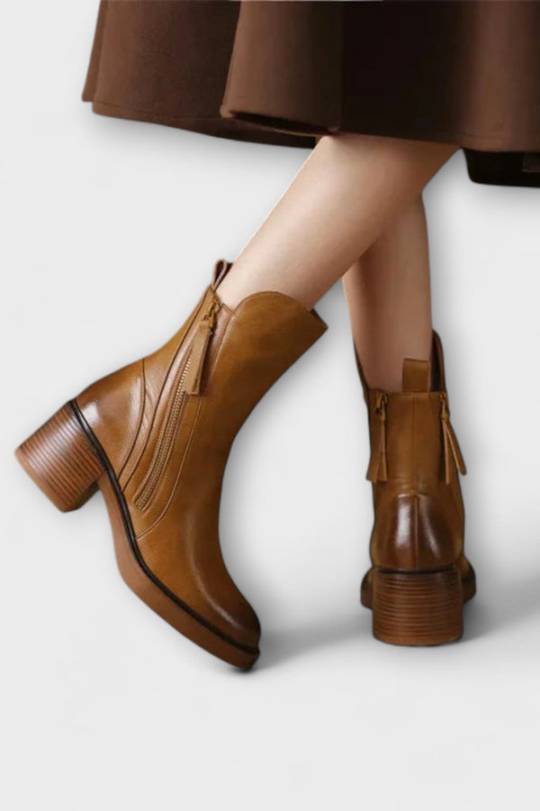 Milana - Cizme din piele cu toc mediu