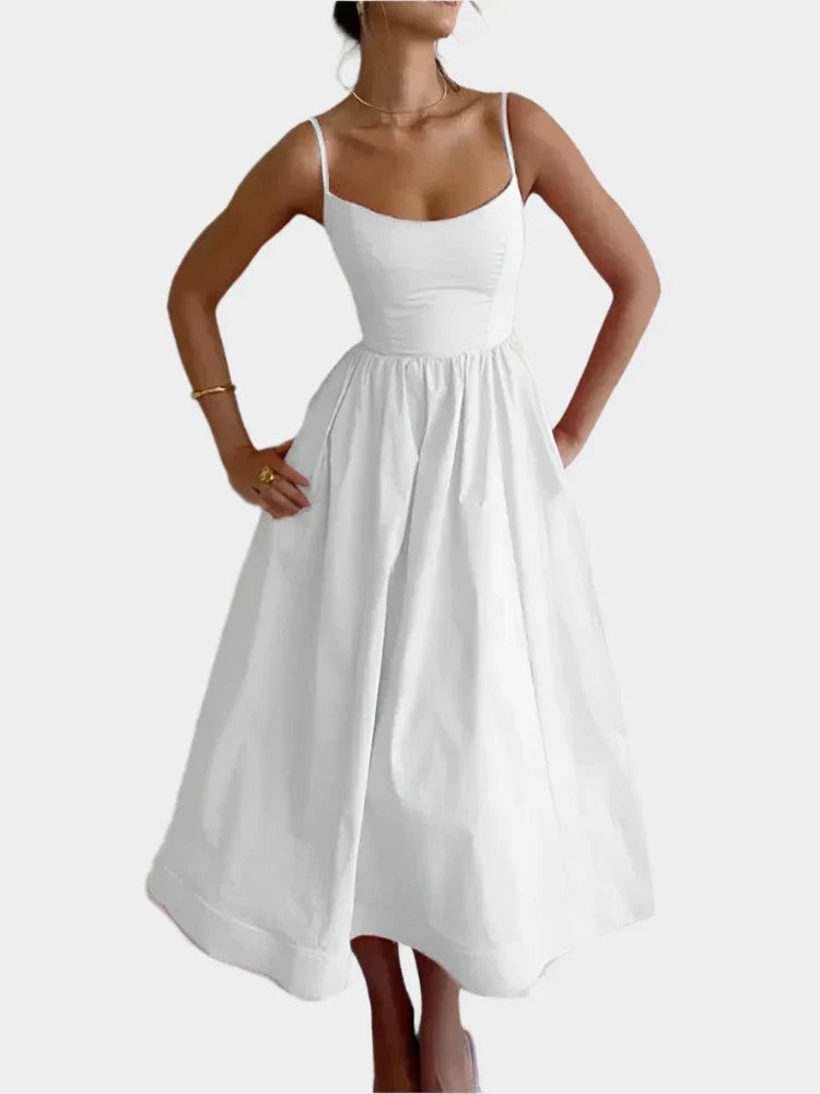 Rochie cu linie lată și moale din satin