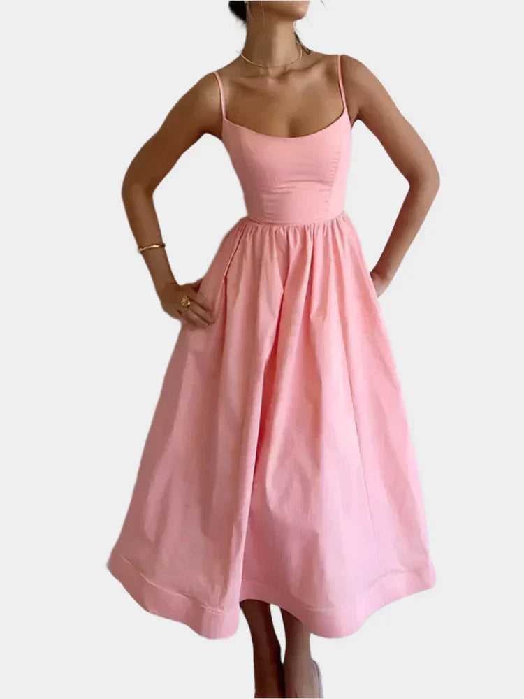 Rochie cu linie lată și moale din satin