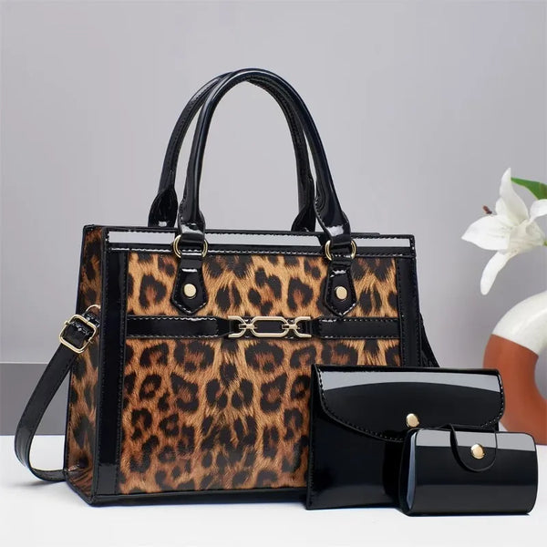 Charlotte™ - Set de genți vintage cu imprimeu leopard