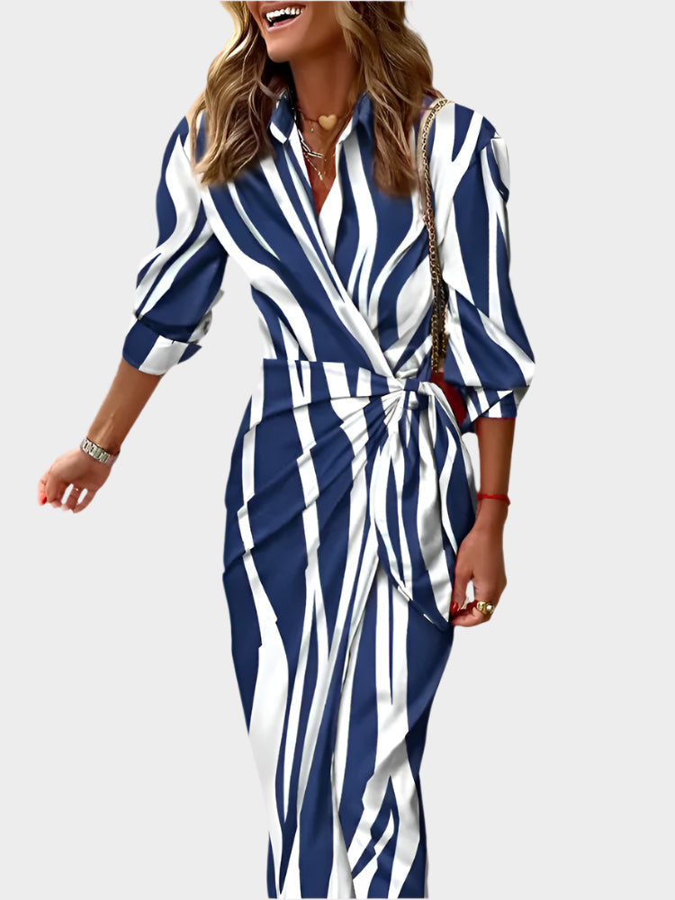 Rochie midi cu design în dungi