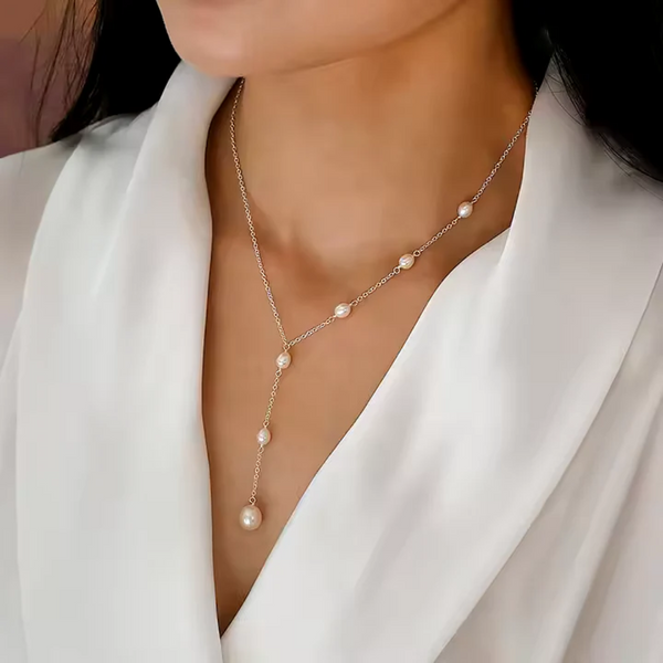 Pandantiv elegant din rubin și colier cu perle