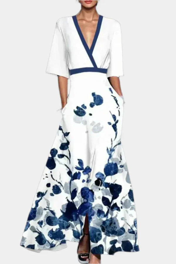 Rochie florală cu decolteu în V