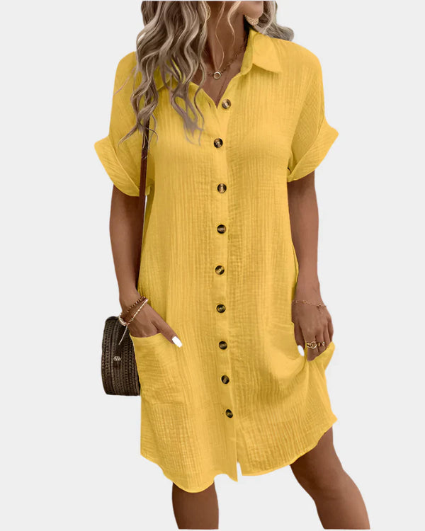 Rochie de bumbac și in pentru femei