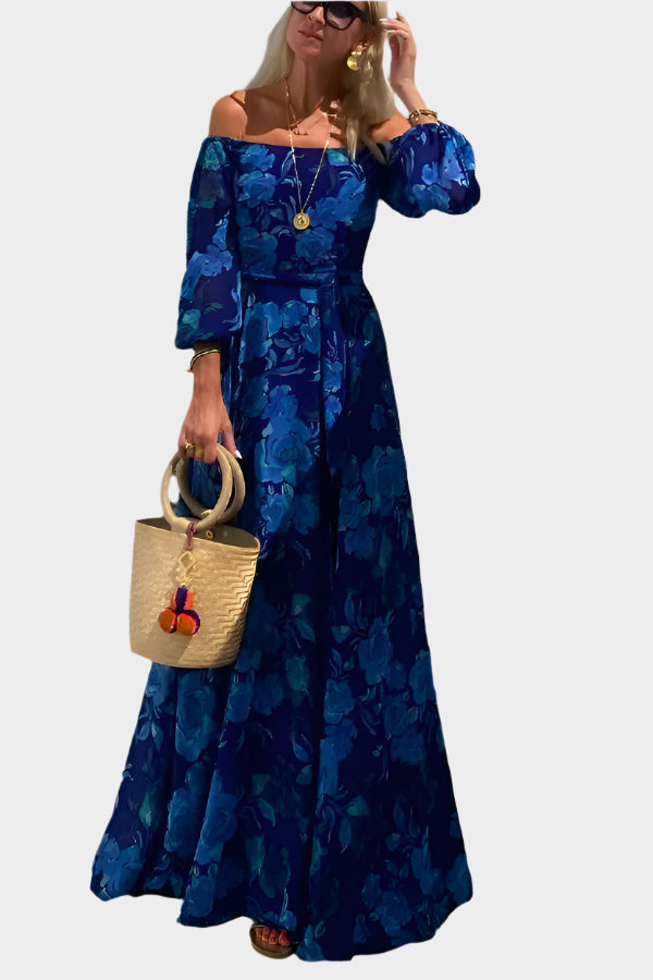 Rochie lungă aerisită fără umeri