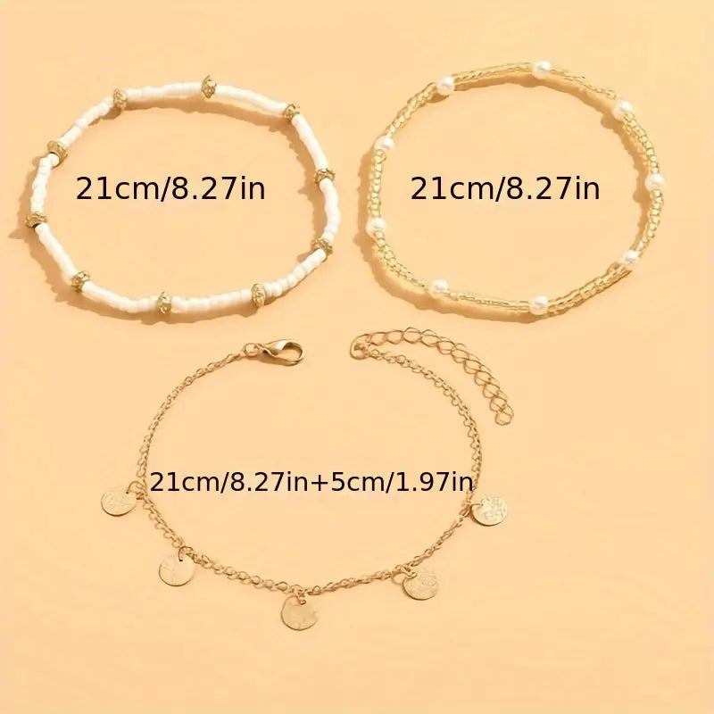 Set de 3 brățări stratificate Coastal Charm | Aur