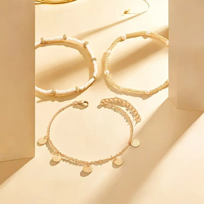 Set de 3 brățări stratificate Coastal Charm | Aur
