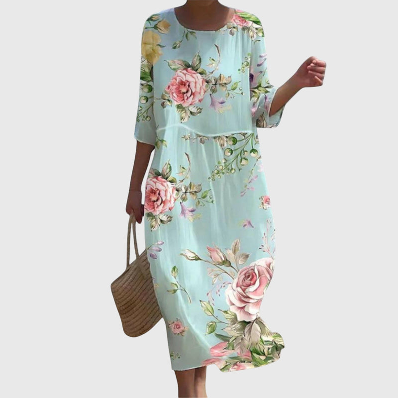 Hayley™ | Rochie maxi florală stilată