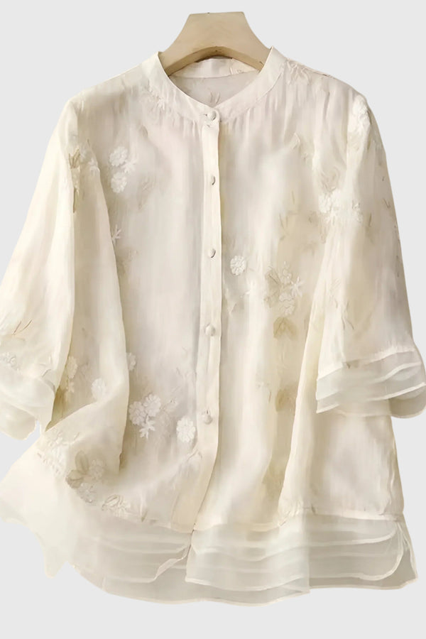 Nellie™ | Bluza elegantă cu flori brodate
