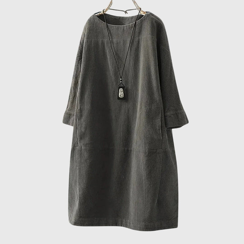 Grace | Rochie midi lejeră din catifea de tip corduroy