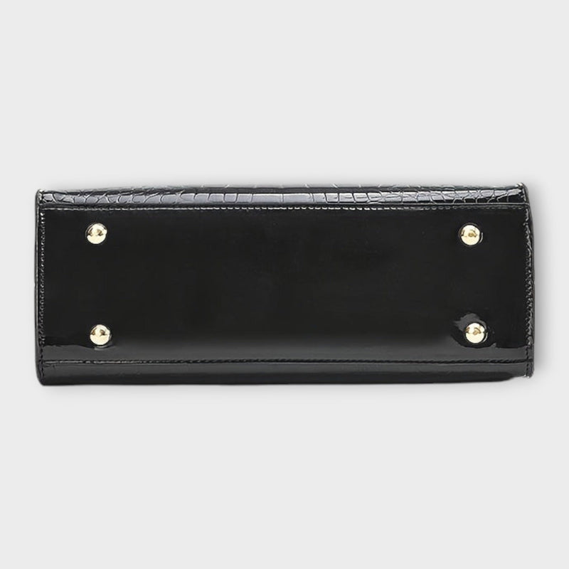 Olivia - Geantă lucioasă cu model de crocodil