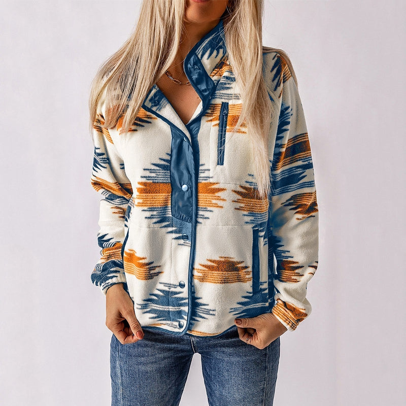 Nadia | Jachetă din fleece imprimat